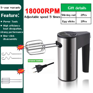 [5 Year Warranty] Toshiba Electric Mixer 500W(24000RPM) 5 Speed Control Electric Hand Mixer Included Dough Hook Whisk