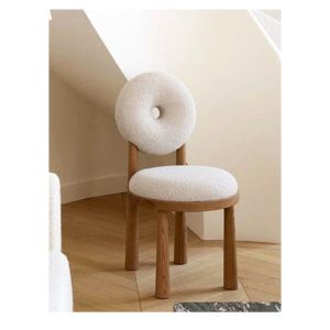 Milling Stone Round Dining Table Chair Combination Cream Style Modern Simple Small Apartment Slate Solid Wood