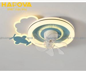 Quạt trần ốp tròn HAPOVA trang trí nhà cửa 1376 động cơ 6 số + Tặng kèm điều khiển từ xa