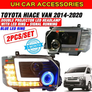 TOYOTA HIACE VAN 2014 - 2020 DOUBLE PROJECTOR LED  HEADLAMP WITH LED RING + RUNNING SIGNAL