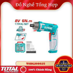 MÁY SIẾT VÍT DÙNG PIN 8V TOTAL TSDLI08025 – 6NM 15+1 CẤP LỰC SẠC USB TYPE-C