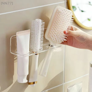 Clear Acrylic Wall-Mounted Bathroom Organizer Multi-purpose Vanity Space Saving Comb Holder Bathroom Accessories