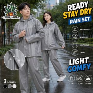 Waterproof Rain Suit EVA Raincoat Rain Pants Hooded Windproof Outdoor Cycling Motorcycle Commuter Heavy Duty