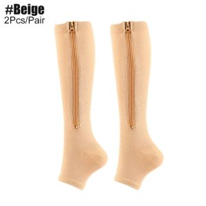 SRIEI 1Pair Compression Stocking Woman Socks Zipper Pressure Varicose Veins Treat Socks Cycling Socks Men Knee Length Leg support