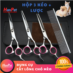 Doremiu- Bộ Kéo cắt tỉa lông chó mèo bằng inox 6inch (3 loại) kéo cắt lông thú cưng