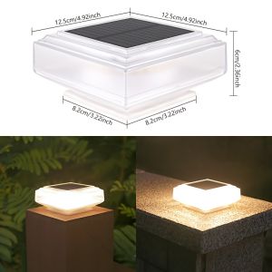 【Free Shipping】Led Solar Post Light Outdoor Waterproof Warm Pillar Lamp for Home Garden Fence Deck Gate Street Patio Landscape Decoration 太阳能户外柱头灯