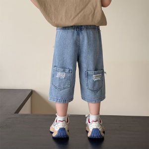 Toddler Boys Fashion Hole Baggy Denim Shorts Ripped Kids Child Loose Solid Elastic Waist Summer Jeans Shorts 8 10 11 12 13 14Yrs h260702