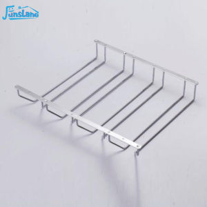 FunsLane 1 Pcs 1-5 Rows Stainless Steel Wall Mount Stemware Wine Glass Hanging Rack Holder Shelf