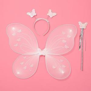 4 in 1  Girls Princess Butterfly Custome  wings Fairy Butterfly Angel Wing Dress Up Set with Dres HIEM