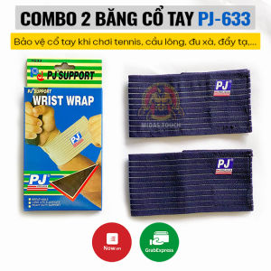 Combo 2 Băng Quấn Bảo Vệ Cổ Tay PJ 633 - Hỗ Trợ Chống Chấn Thương Cổ Tay Khi Chơi Các Bộ Môn Như Cầu Lông Tennis Đu Xà Đẩy Tạ - Sản Xuất Theo Công Nghệ Đài Loan Chất Liệu Cao Dãn Tốt