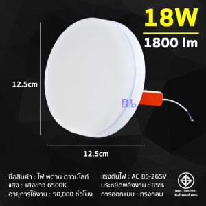 โคมเพดานไฟดาวน์ไลท์ 18W 24W 36W ฝังฝ้า LED ติดฝ้าเพดาน โคมไฟเพดาน โคมไฟดาวน์ไลท์ แบบบาง แสงสีขาว Downlight แสงขาว 6500K ทนทานระบายความร้อนได้ดี