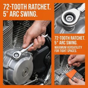 HUNIU 9/10Pcs Durable Ratcheting Combination Wrench Set High Hardness 72-Tooth Gear Metric Allens Wrench Set Professional Portable Torx Wrench Auto Repair