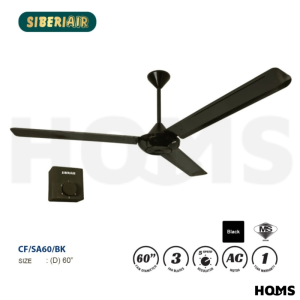 SIBERIAIR 60 Inch 5 Speed 3 Metal Blade CF/SA60 White Black SIRIM Standard Regulator Ceiling Fan