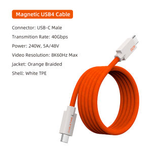 CABLETIME Cáp USB 4 từ tính 240W 80Gbps 8K Cáp USB C sang USB C Dây sạc nhanh cho Thunderbolt 4 / 5 cho iPhone iPad Laptop2026