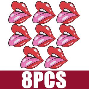 4 cặp KISS Màu đỏ in hình môi Phụ nữ Tự dính Dùng một lần Núm vú sa tanh Che núm vú Miếng dán ngực cho quần áo không dây