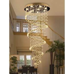 New Modern LED K9 Crystal Chandelier Villa Luxury Crystal Chandelier Long Staircase Lamp Living Room Lights