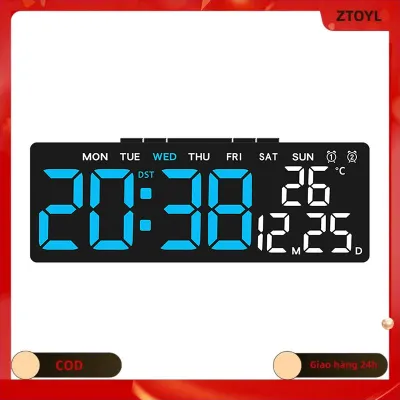 ZTOYL / Giao hàng nhanh Đồng hồ treo tường kỹ thuật số dẫn đồng hồ báo thức lớn hiển thị bảng đồng hồ treo tường đa chức năng nhiệt độ ngày lịch nhà 12 24h điều khiển bằng giọng nói degital cho phòng ngủ phòng khách trang trí nhà