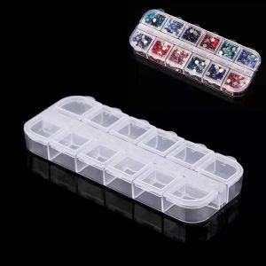 BLACKON Plastic 12 Grid Nail Art Charms Manicure Accessory Earring Empty Case Nail Art Rhinestone Storage Box Storage Box Jewelry Organizer
