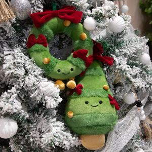 JOJO CASTLE 2025 Merry Christmas Fun Surprise Christmas Series Wreath Plush Bow Christmas Tree Doll Giant Santa Plush Toy Soft Xmas Tree Doll Gift For Kids Friends