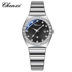 CHENXI 340 New Quartz Circular Diamond Inlaid Calendar Luminous Waterproof Stainless Steel Watches for Woman Para Damas