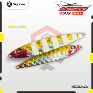 Umpan Metal Jig 100 Gram MONGKALO AMBISIOUS GID Zebra Glow In The Dark Sisik Besar Micro Jig 100g