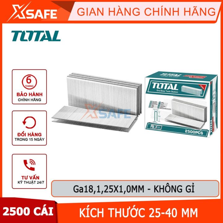 Đinh bấm chữ U 25mm đến 40mm TOTAL | số lượng: 2500 cái/hộp, đầu ghim U ...