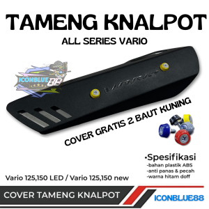 iconblue88 Cover Tutup Tameng Knalpot Vario Karbu 110 125 150 160 Old New + 2 BAUT KUNING untuk Universal all Series Vario