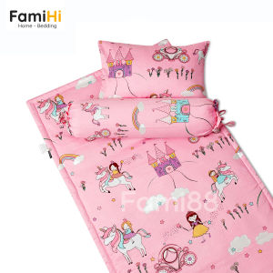 Nệm cho bé đi học mẫu giáo tiểu học FamiHi họa tiết đẹp dễ thương chất liệu cotton satin 100% sợi tự nhiên mềm mát.