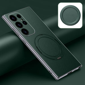 LANGSIDI Genuine Leather for Magsafe Case for Samsung Galaxy S23 Ultra S23+ Plus S24 S24+ Ring Luxury Lens Protection Holder Back Cover with Patch 360 Full Protection Cases Anti-Slip Shock-Absorbent Handmade Original Factory