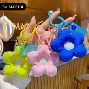 【Buy 1 Free 1】Exquisite Fabric Flower Keychain Pendant Female Cute Plush Flower Car Keychain Ring Bag Pendant