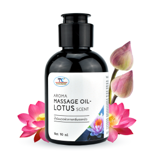 thaicream aroma massage oil lotus scent ไทยครีม น้ำมันนวดตัว สปา อโรม่า spa  ออยทาผิว กลิ่นหอม โลตัส 90 ml thai cream oil