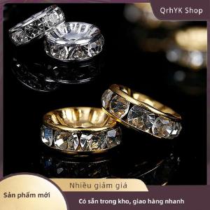 Hàng có sẵn✨ 100pcs 5 7 10mm rondelle đĩa 316 thép không gỉ pha lê Spacer hạt với Rhinestone cho đồ trang sức làm DIY Vòng đeo tay