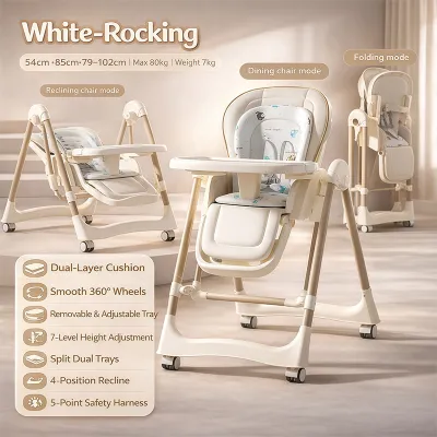 Playpark 6 IN 1 Multifunctional High Chair for Baby Foldable Baby Feeding Chair With Adjustable Tray