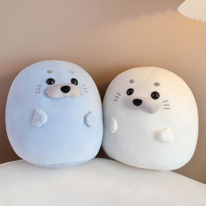 JOJO CASTLE Kawaii Round Chubby Seal Plush Toys 30/40cm Soft Stuffed Animal Blue White Sea Lion Plushie Pillow Doll Toys for Children Girls Birthday Gift