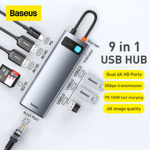 Baseus รุ่นหลายเมตา USB ฮับเครือข่ายแท่น USB-C ซี3.0 มากขึ้น 7 USB อีเธอร์เน็ตฮับเครือข่ายแท่นวางมือถือ