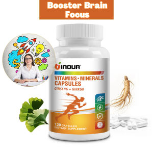 INOUR Multivitamins Minerals with Ginseng Ginkgo Capsules Dietary Supplement for Energy Focus Support