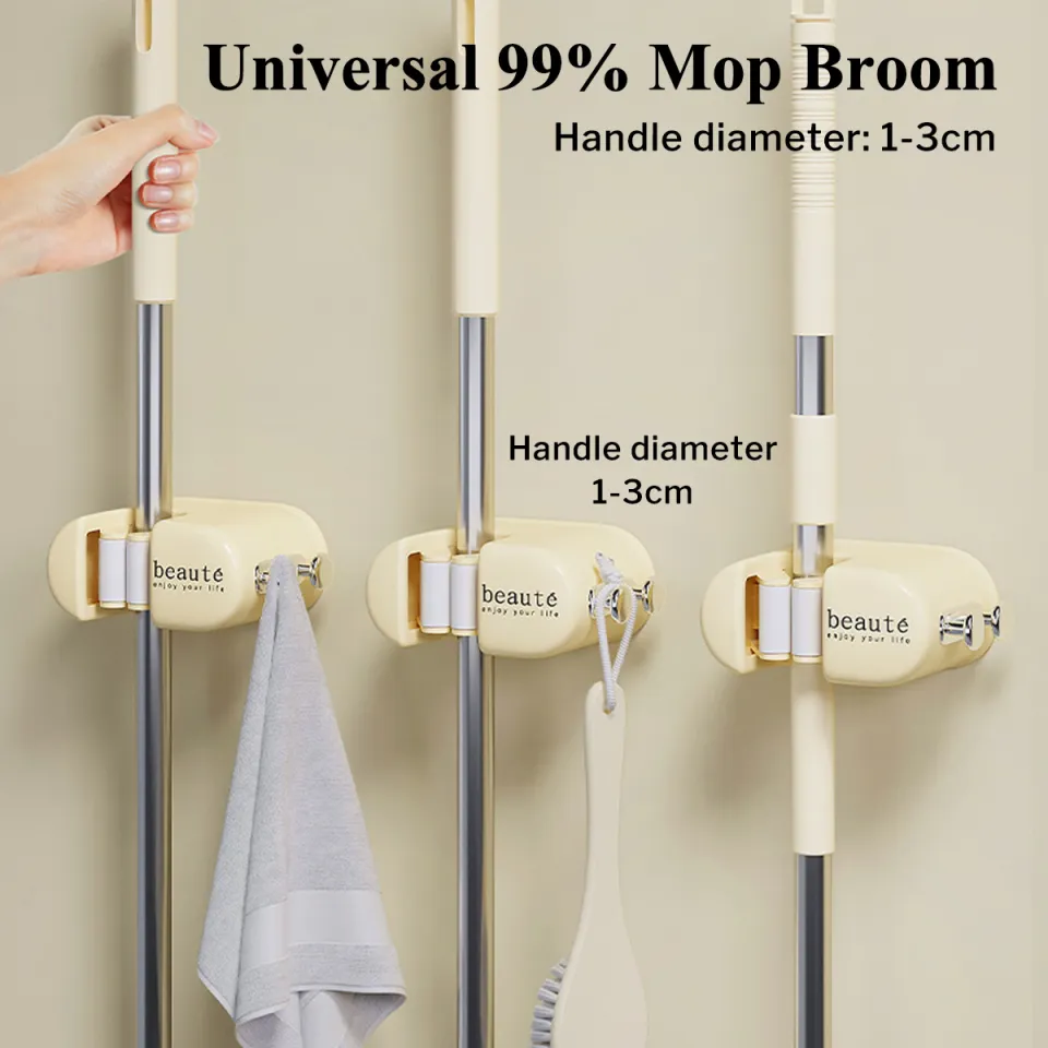 Broom Mop Holder, Self-adhesive No Punching Mop Storage Hook Mop