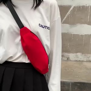 Ống túi nhỏ bằng vải canvas dễ thương phong cách Ins cho phụ nữ 2023 túi thắt lưng màu kẹo trái cây mới túi đeo chéo một bên vai phong cách Harajuku Nhật Bản