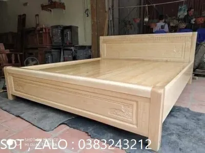 giường ngủ gỗ sồi 1m61m8x2m rác phản