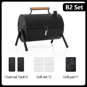 [selected]High-quality outdoor grill 4-6 people Charcoal Bbq Grill barbecue outdoor smoke griller Double-side