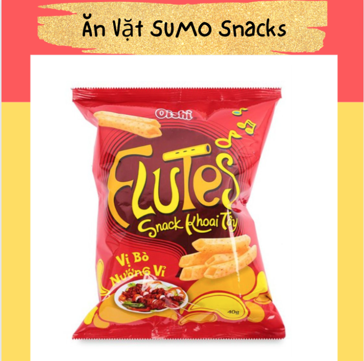 Bim Bim Snack Oishi Khoai Tây Flutes Vị Bò Nướng Vỉ 35/40g-Ăn Vặt Sumo ...