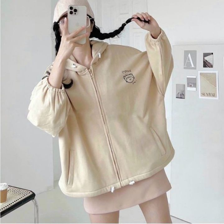 XXL Cute Girl Sweater Hoodie Zipper Lucu Wanita Oversize Hoodie