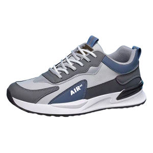 Keeping Sepatu Sneakers Pria Trendy Sepatu Olahraga Basket Cowok Sepatu Sport Pria Kulit Outdoor Kets Running Shoes Abu KSR134