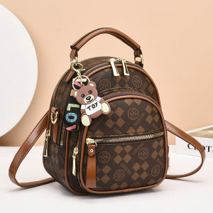 FQ1 Retro Casual Backpack for Women High Quality Leather Fashion Printed Shoulder Crossbody Bag QF1