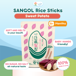 [6mos+] Sangol Baby Rice Sticks 25g – Korean Organic Baby Snack with Real Rice Fruits & Veggies No Added Sugar & Additives