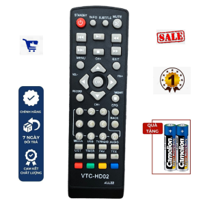 Điều khiển đầu thu VTC HDV2 XLL22 chính hãng - tặng kèm pin - Remote đầu thu