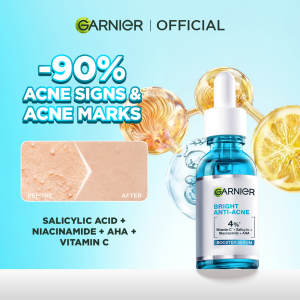Garnier 4% Anti Acne Salicylic Acid Serum with Vitamin C Niacinamide AHA (30ml/60ml) - Skincare for pimple open pores acne prone skin