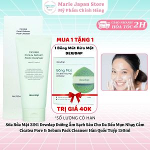 Sữa Rửa Mặt 2IN1 Dewdap Sạch Sâu Dưỡng Ẩm Mềm Mịn Cho Da Dầu Mụn Nhạy Cảm Cicatea Pore & Sebum Pack Cleanser Hàn Quốc-TẶNG MÚT RỬA MẶT DEWDAP