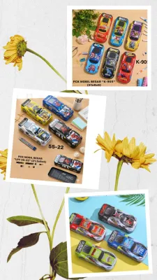 KOTAK PENSIL KALENG MODEL ADA ISI MOBIL CARS PENCIL CASE