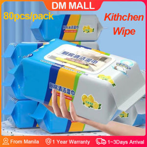 【in stock】80Pcs Kitchen Cleaning Wipes Strong Decontamination Degreasing Wet Paper Disposable For Oily Surface Household Itchen Tissue Degreasingtowel Cloth Towel And Removing Grease Stains Glass Table Range Hood And Stovetop Wipes